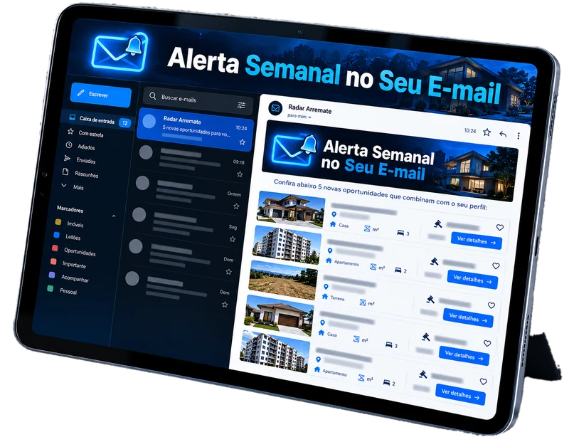Tablet com o Alerta Semanal no e-mail